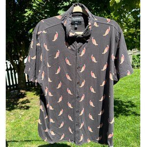 Bonobos Riviera Slim Fit Short Sleeve Shirt Peacock Print - Size XL